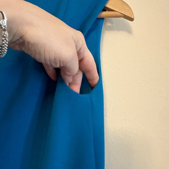 BOSS by Hugo Boss Delura Stretch Wool Blend Sheath Dress Turquoise Blue Size 4 - Picture 4 of 11